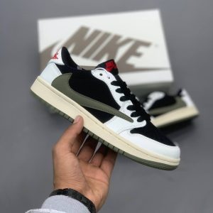 کتونی نایک air jordan 1 low x travis scott olive