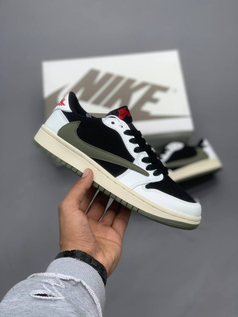 کتونی نایک air jordan 1 low x travis scott olive