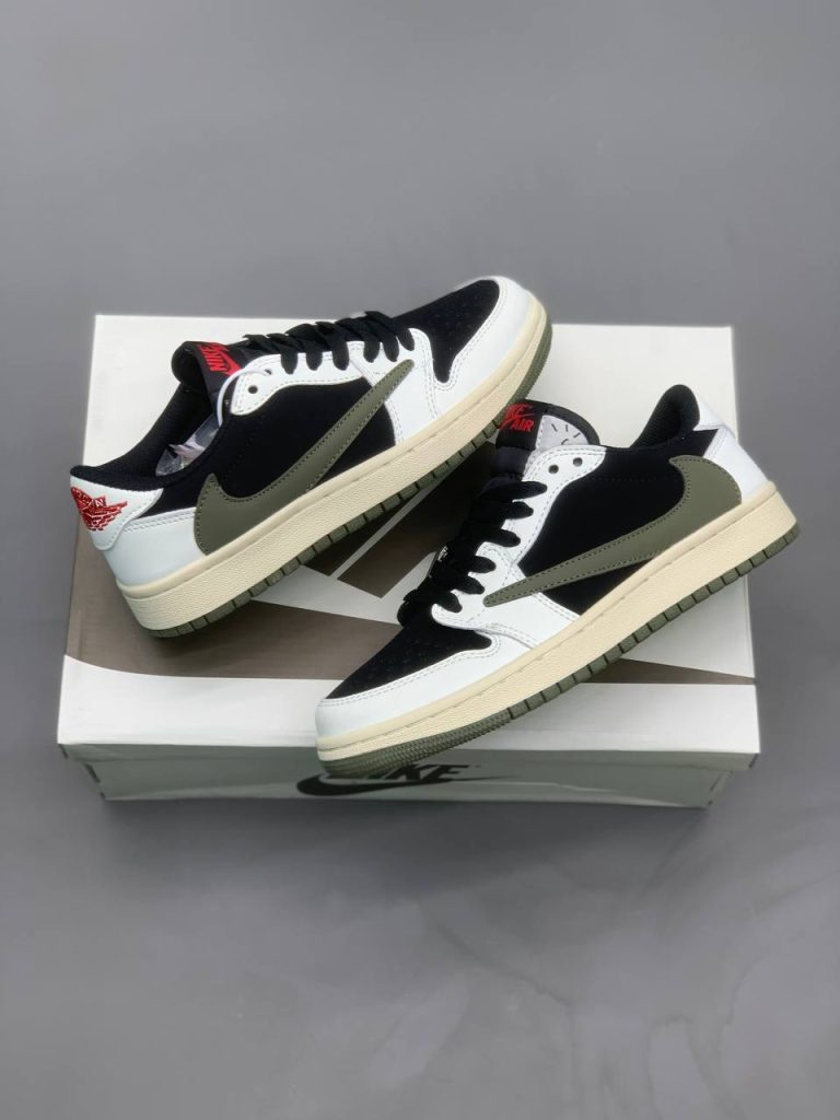 کتونی نایک air jordan 1 low x travis scott olive