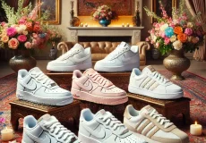 dall·e 2025 03 05 15.29.49 a stylish sneaker collection displayed in an elegant setting suitable for a persian new year gathering. the sneakers should include minimalistic white (1)