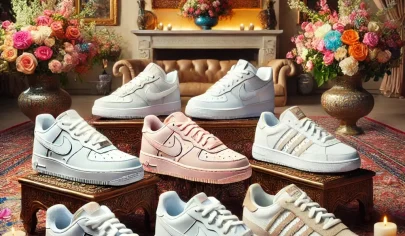 dall·e 2025 03 05 15.29.49 a stylish sneaker collection displayed in an elegant setting suitable for a persian new year gathering. the sneakers should include minimalistic white (1)