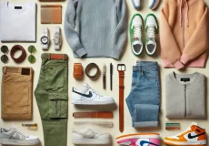 dall·e 2025 03 05 16.11.52 a stylish flat lay of outfits paired with sneakers for nowruz (persian new year). the composition includes a casual outfit with skinny jeans, a sim (1)