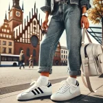 dall·e 2025 03 05 16.18.40 a stylish and comfortable travel outfit featuring trendy sneakers. the outfit includes a casual yet fashionable look suitable for spring travels, with (1)