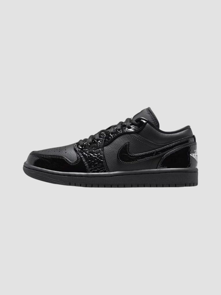 NIKE AIR JORDAN 1 LOW BLACK PATENT ELEPHANT
