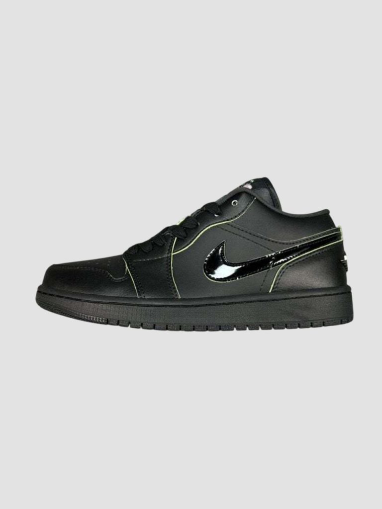 Air Jordan 1 low black cat mascot green line