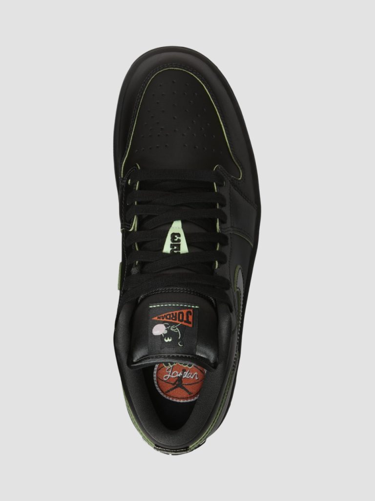 Air Jordan 1 low black cat mascot green line