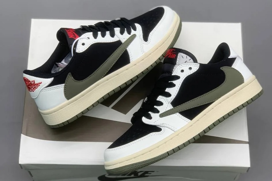 کتونی مردانه و دخترانه نایک  Air Jordan 1 Low X Travis scott Olive